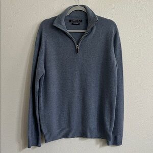 Northern Isles 2-Ply Soft Cashmere 1/4 Zip Pullover Sweater Heathered Blue Men S